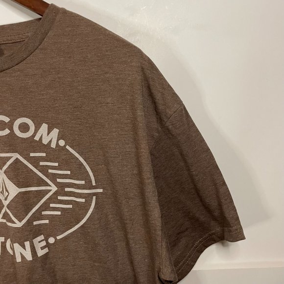 Volcom Mens T Shirt Size XL Logo Volcom Stone Brown Casual - Picture 3 of 10